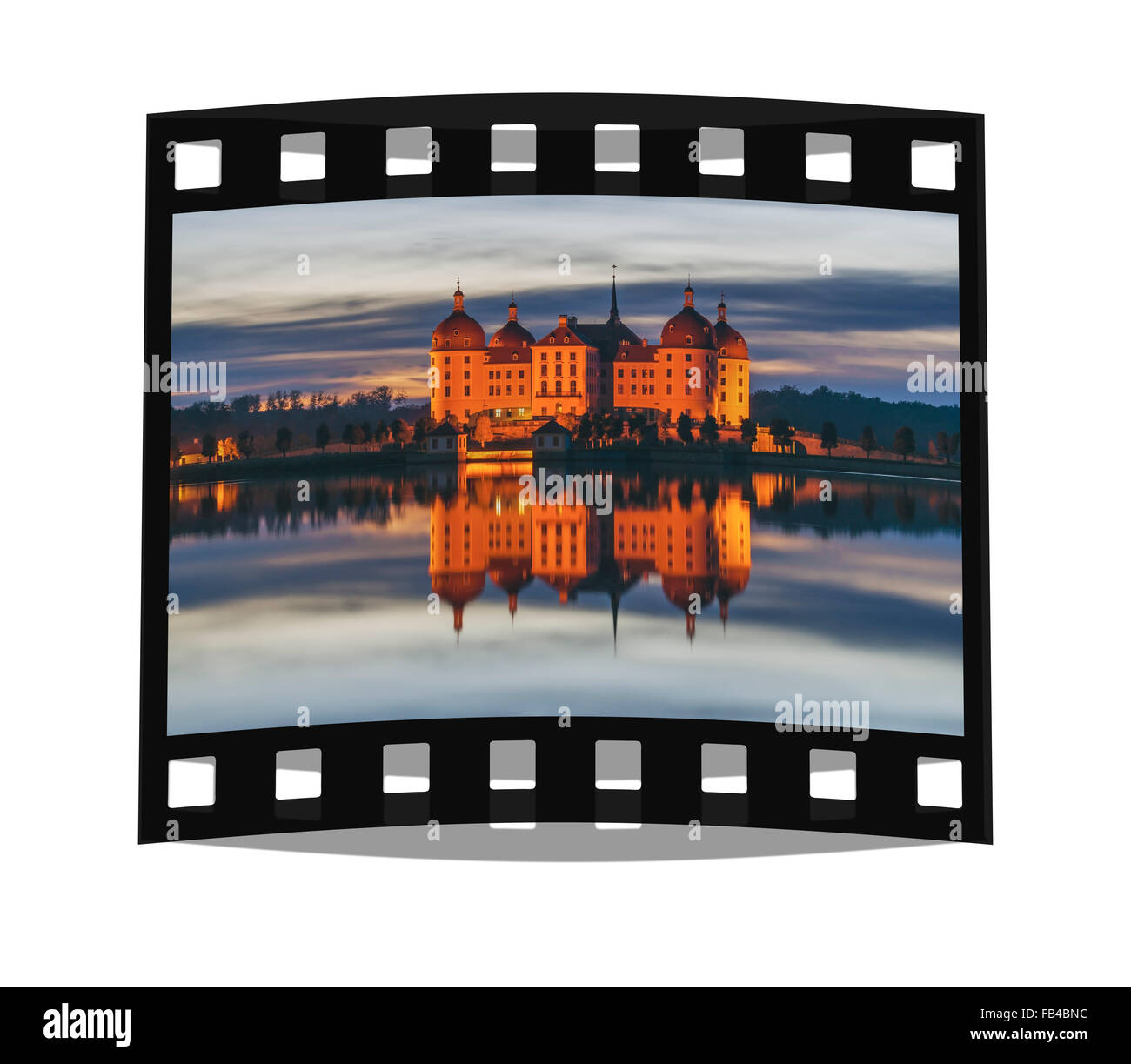Château de Moritzburg de nuit, Moritzburg près de Dresde, ville Meissen, Saxe, Allemagne, Europe Banque D'Images