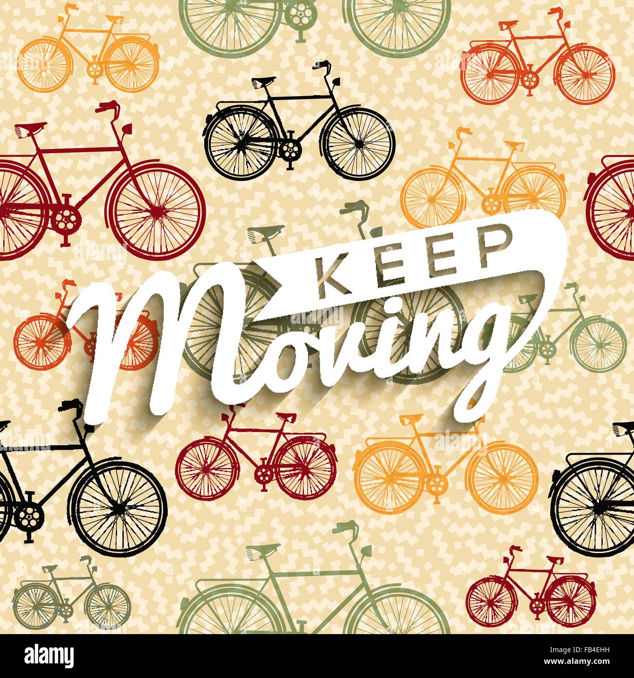 Rester en mouvement, concept bike Fitness vélo retro typographie poster avec texte et vintage. Vecteur EPS10. Illustration de Vecteur