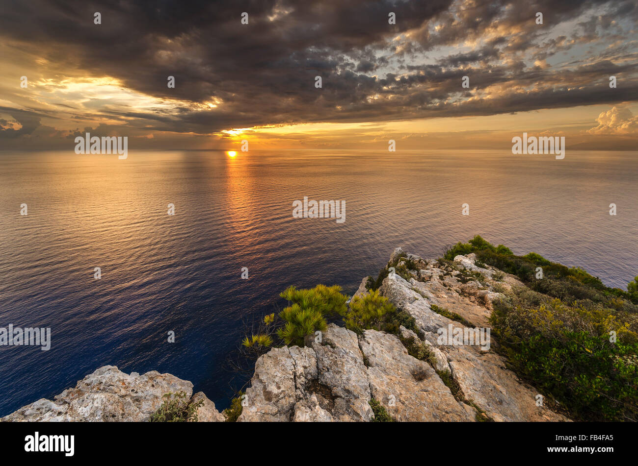 Beau coucher du soleil à Zante Banque D'Images
