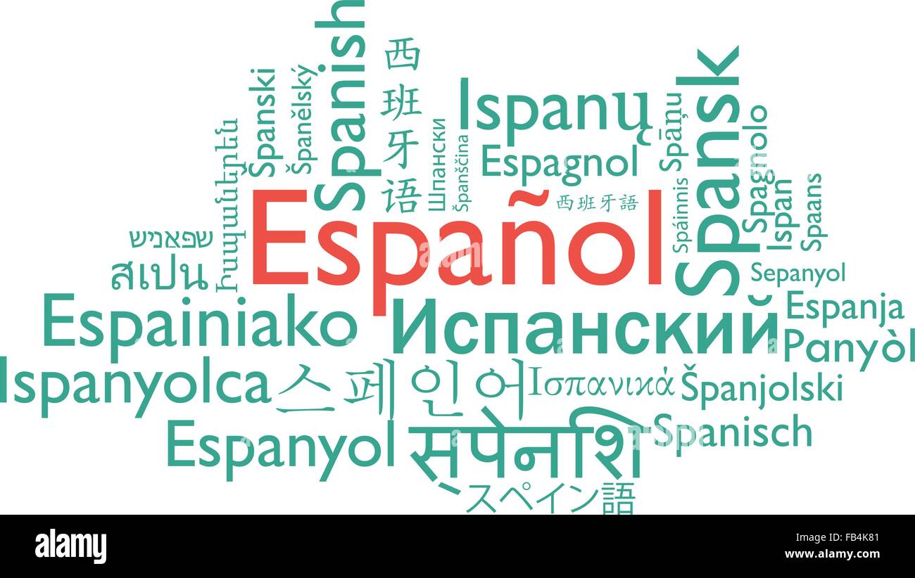 Spanish language word collage. Illustration de Vecteur