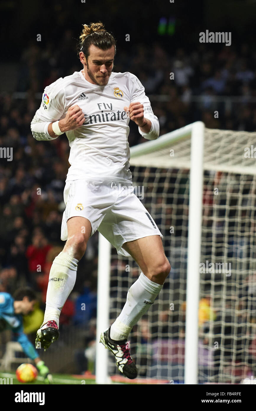 Madrid, Espagne. Jan 9, 2016. Gareth Bale (milieu de terrain du Real Madrid,  F.C.) en action au cours de la Liga match entre le Real Madrid et le  Deportivo de La Coruna