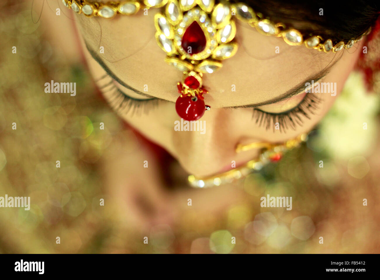 Belle Mariée indienne riche en robe ethnique Banque D'Images
