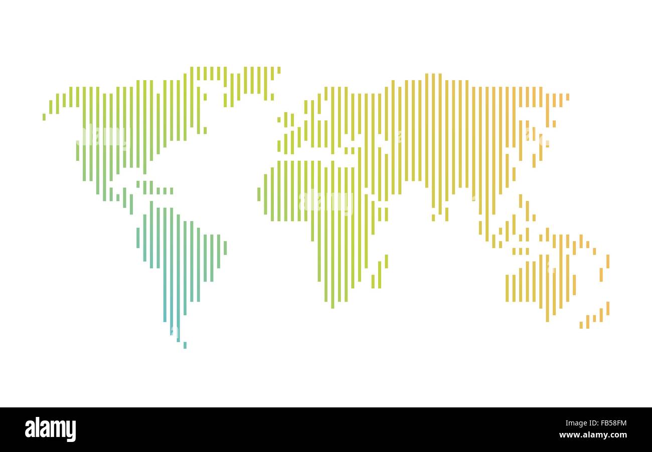 Carte du monde des bandes verticales de couleur Illustration de Vecteur