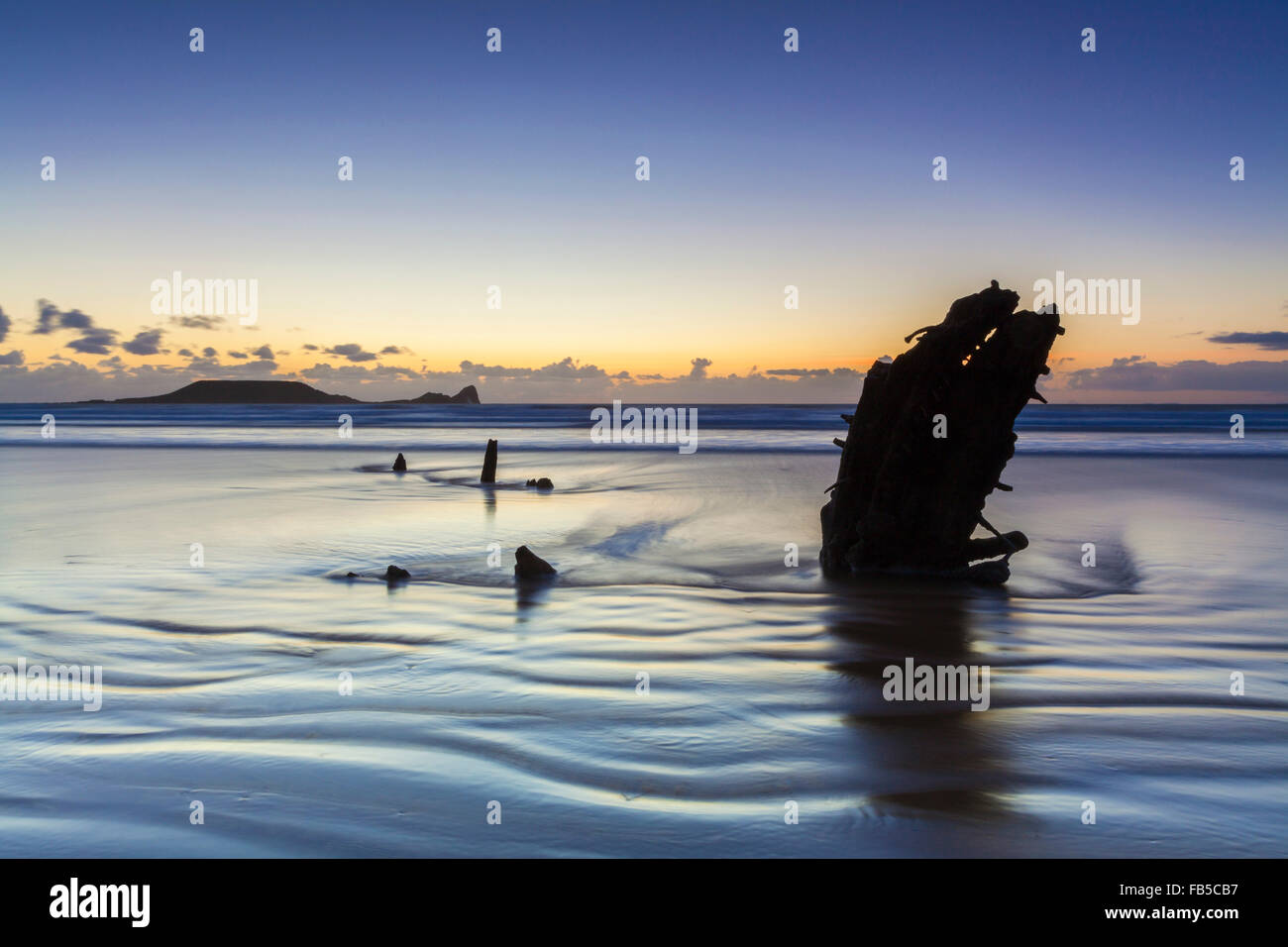 Naufrage DE L'Helvetia, VERS LA TÊTE, RHOSSILI BAY, Gower, Pays de Galles, Royaume-Uni Banque D'Images
