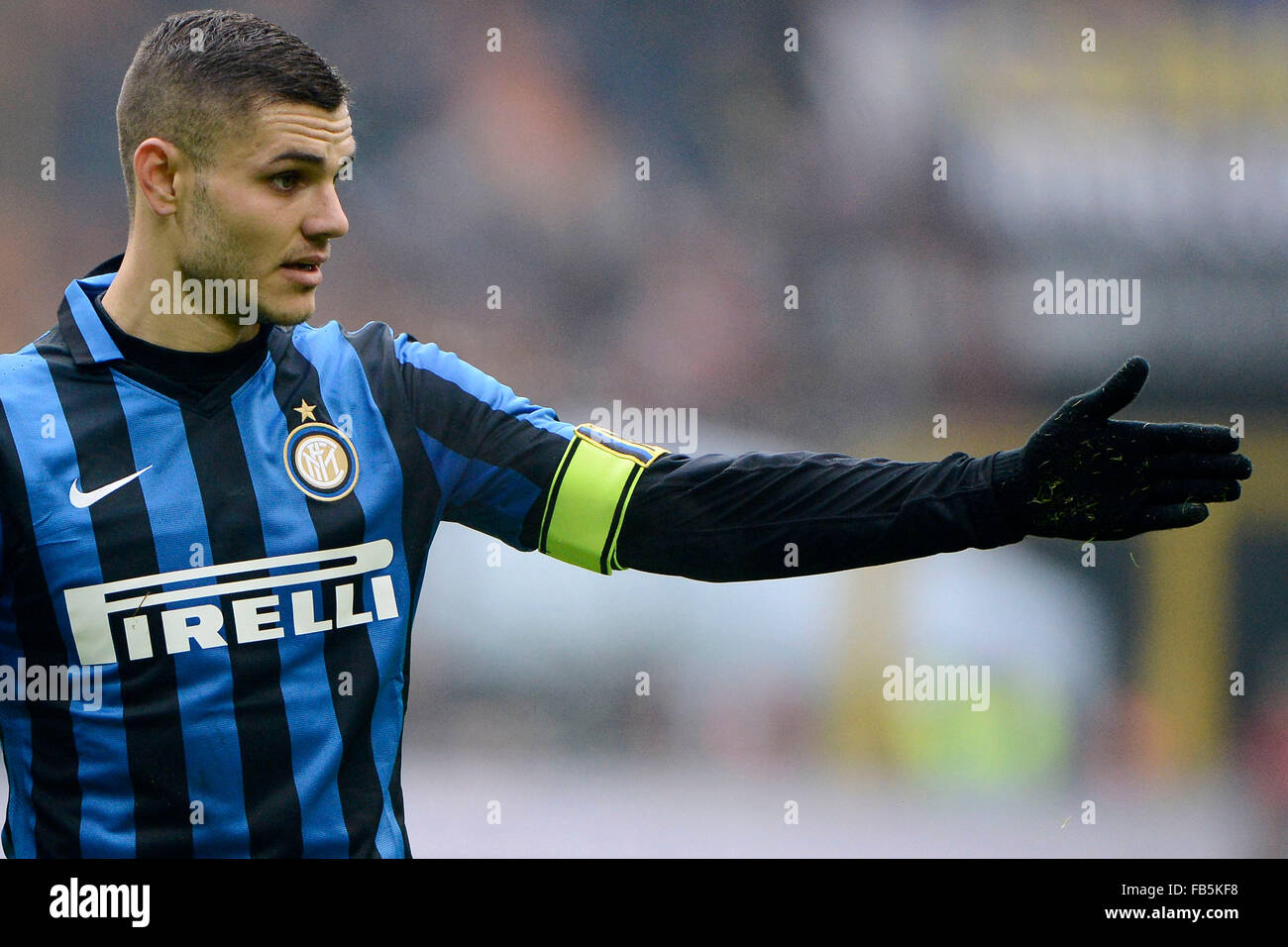 Milan, Italie. 10 janvier, 2016. Mauro Icardi Inter Milan 10-01-2016 Stadio Giuseppe Meazza - Football Calcio Serie A Inter - Sassuolo. Credit : Insidefoto/Alamy Live News Banque D'Images