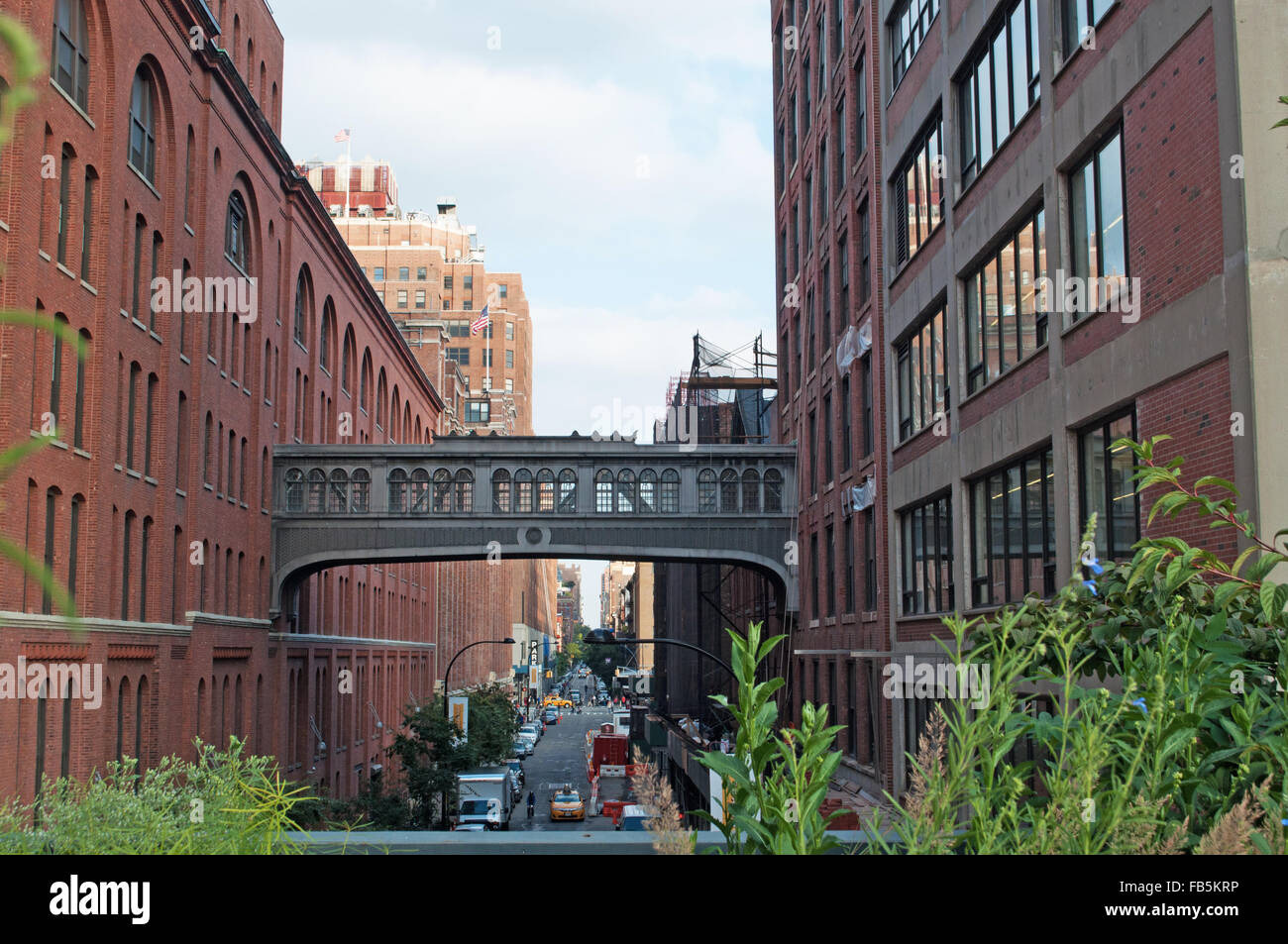 États-unis d'Amérique, USA : le quartier de Chelsea vu de la ligne haute, un 1,45 mille de long, parc linéaire élevé greenway et rail trail Banque D'Images