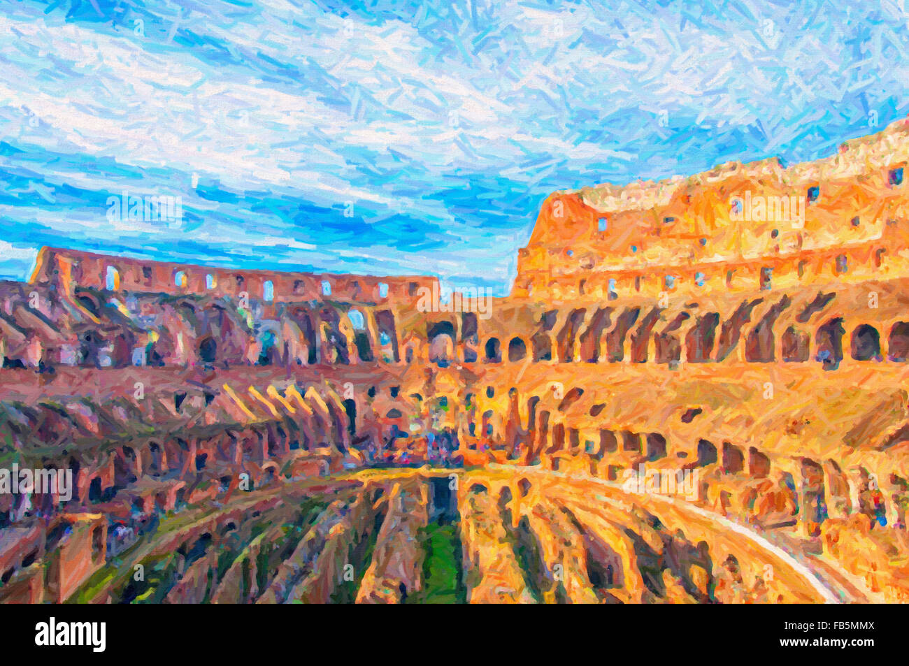 Une vue de l'impressionnant Colisée romain antique situé dans la capitale de l'Italie Rome. Banque D'Images