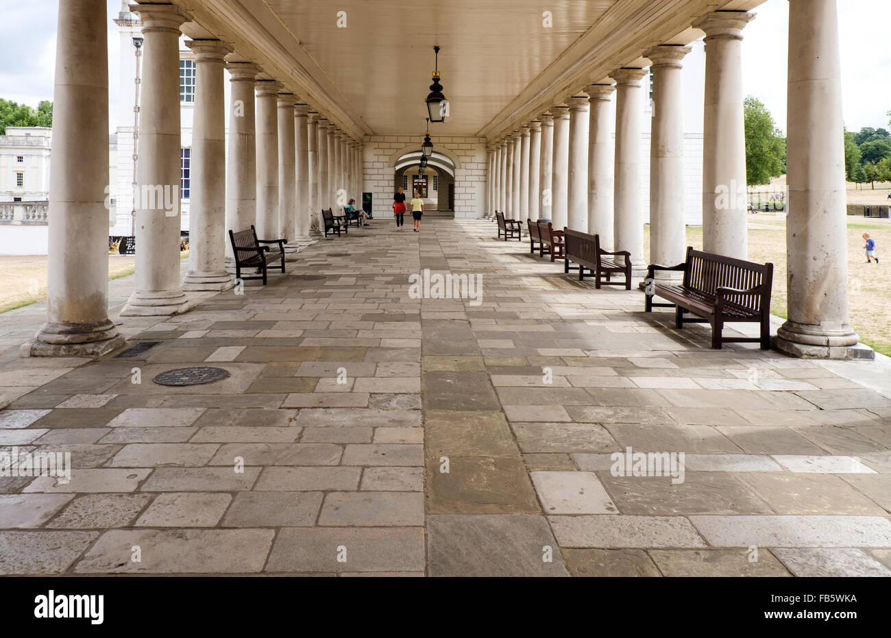 Colonnade entre Queen's House et National Maritime Museum, Greenwich, London, UK Banque D'Images
