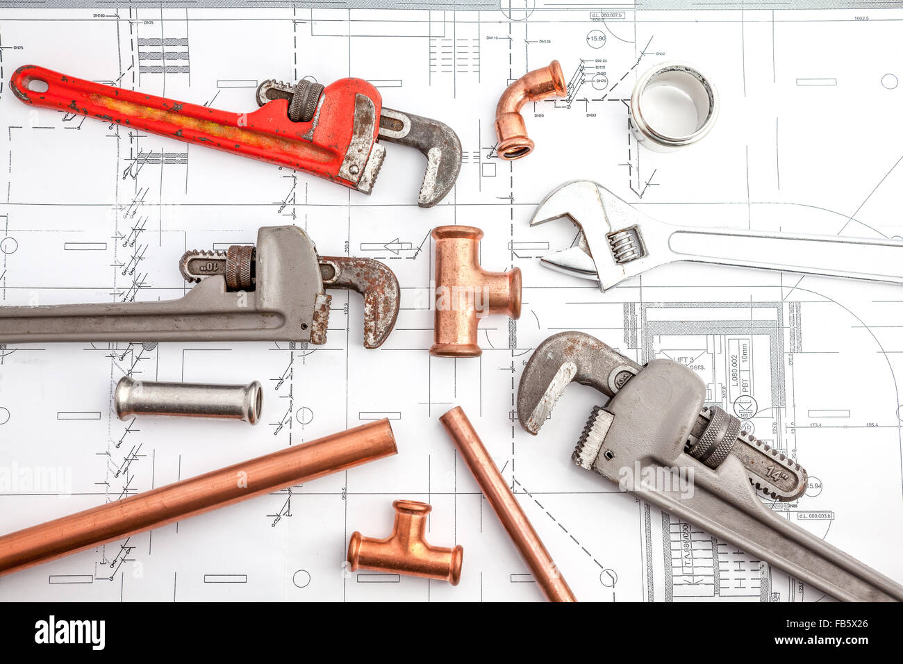 Sur le plan d'une maison, il y a outils de travail et des équipements de travail Banque D'Images