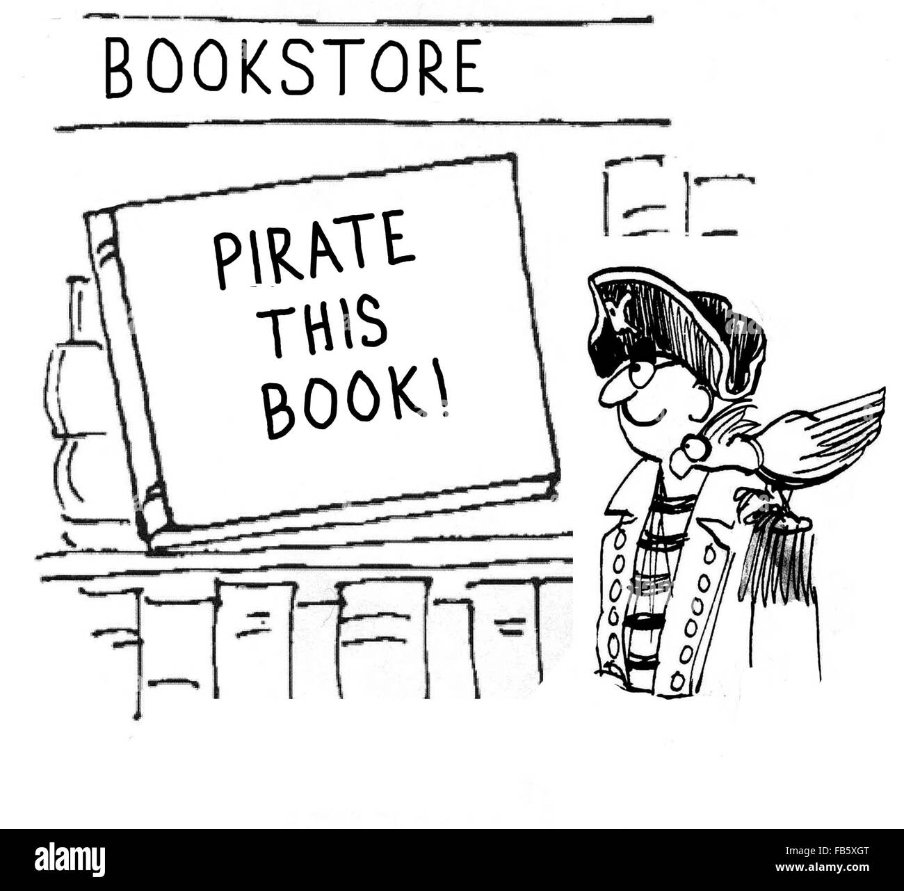 Caricature sur ce livre "pirate". Banque D'Images