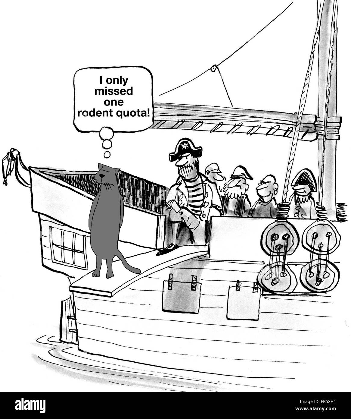 Caricature d'affaires sur les ventes. Le pirate est d'cat à la trappe depuis qu'il a raté son quota. Banque D'Images