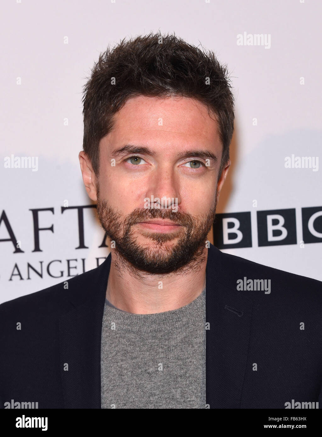 Los Angeles, Californie, USA. Jan 9, 2016. Topher Grace arrive pour le BAFTA Tea Party 2016 à l'hôtel quatre saison. © Lisa O'Connor/ZUMA/Alamy Fil Live News Banque D'Images