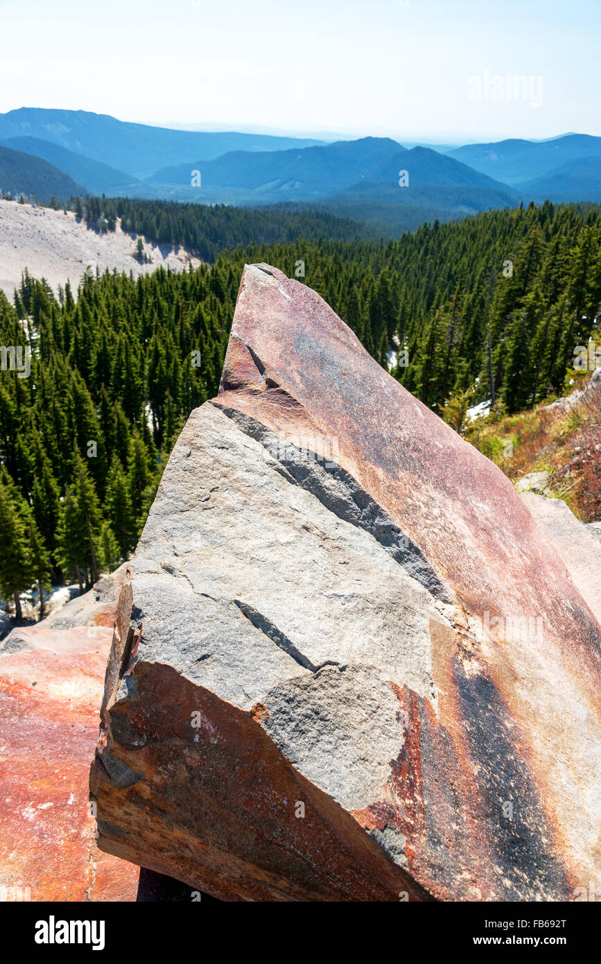 Gros rocher et forêt sur Mt Hood dans l'Oregon Banque D'Images