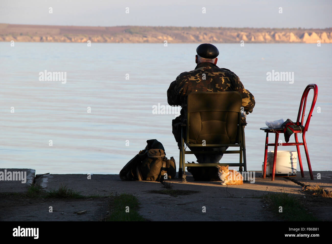 Pêcheur sur la rivière Banque D'Images