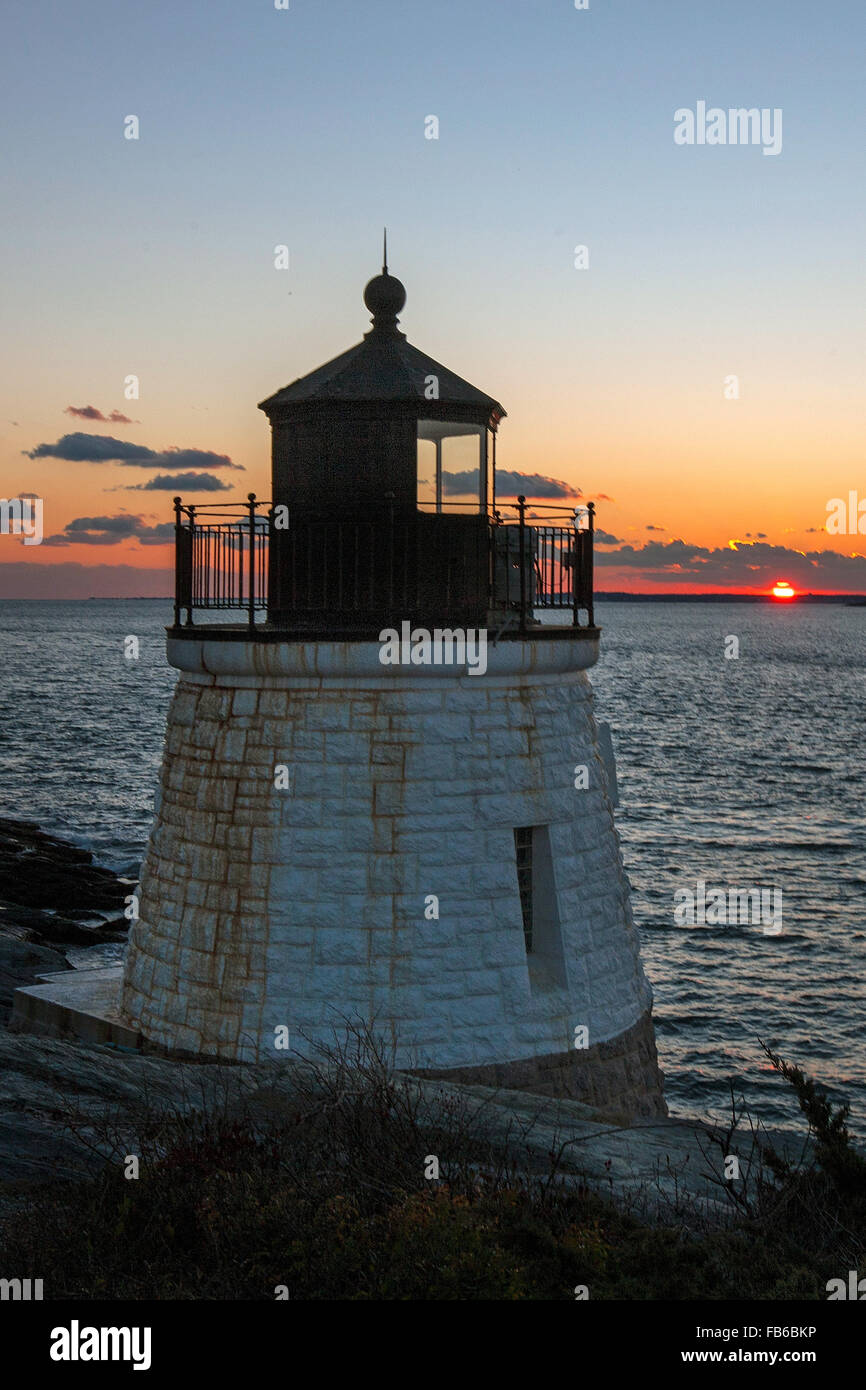 Au coucher du soleil la lumière de Castle Hill, Newport, Rhode Island, United States of America Banque D'Images