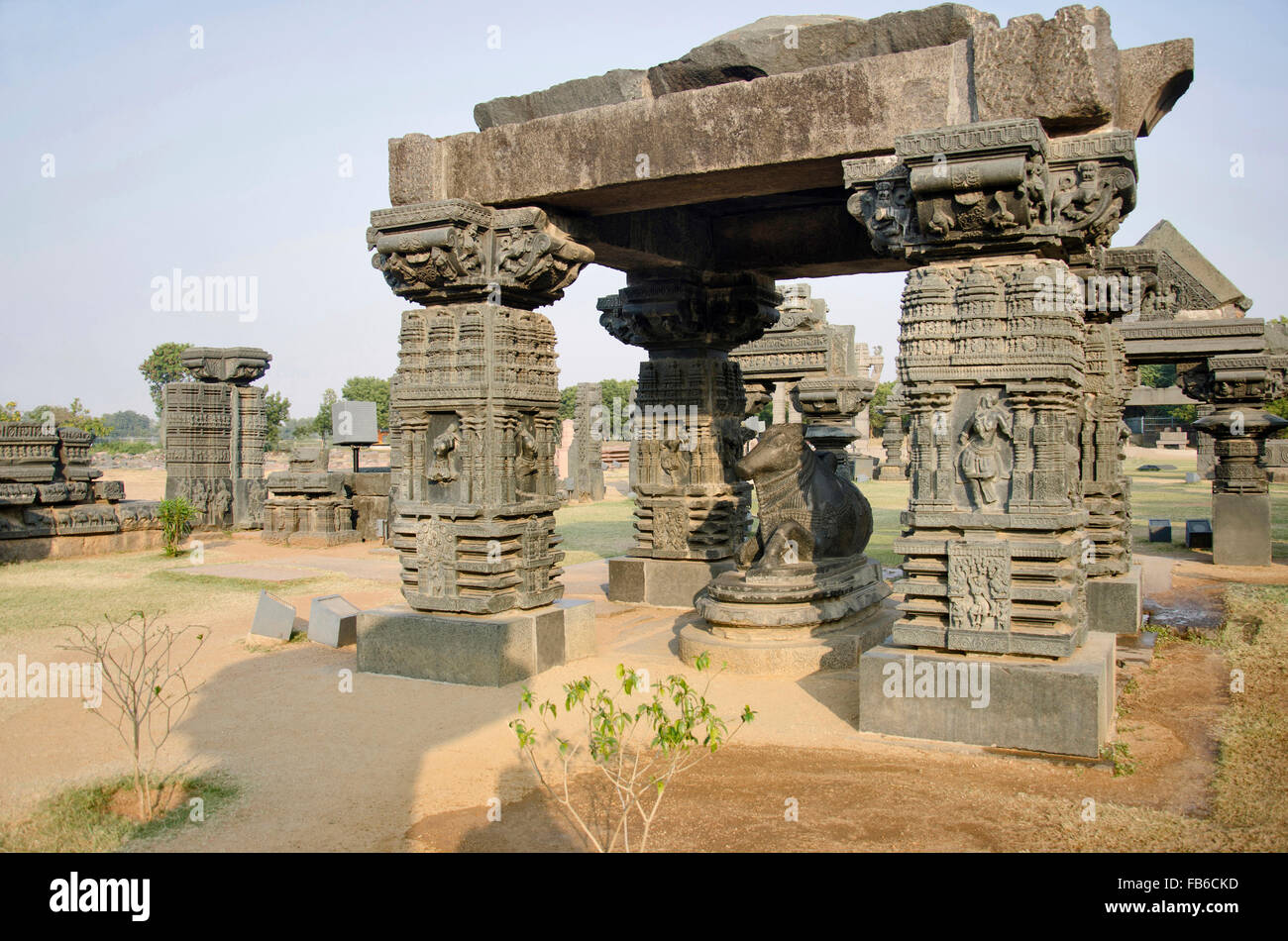 Nandi Bull, temple Ramappa, Warangal, Telangana, Inde Banque D'Images
