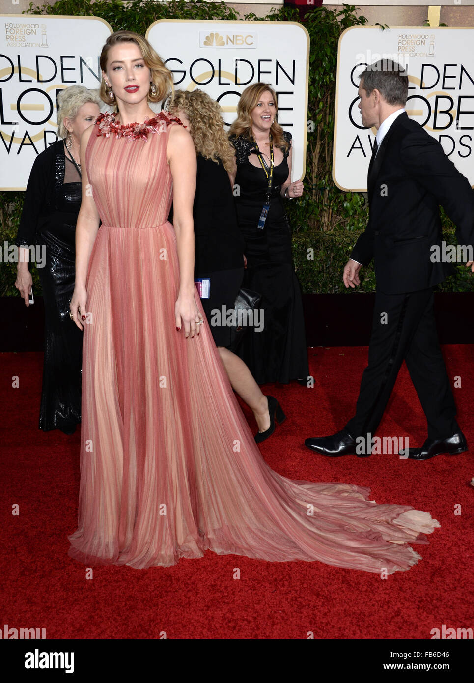 Los Angeles, Californie, USA. 10 janvier, 2016. L'Amber entendu arrive au Golden Globes, Los Angeles, CA : Crédit Sydney Alford/Alamy Live News Banque D'Images