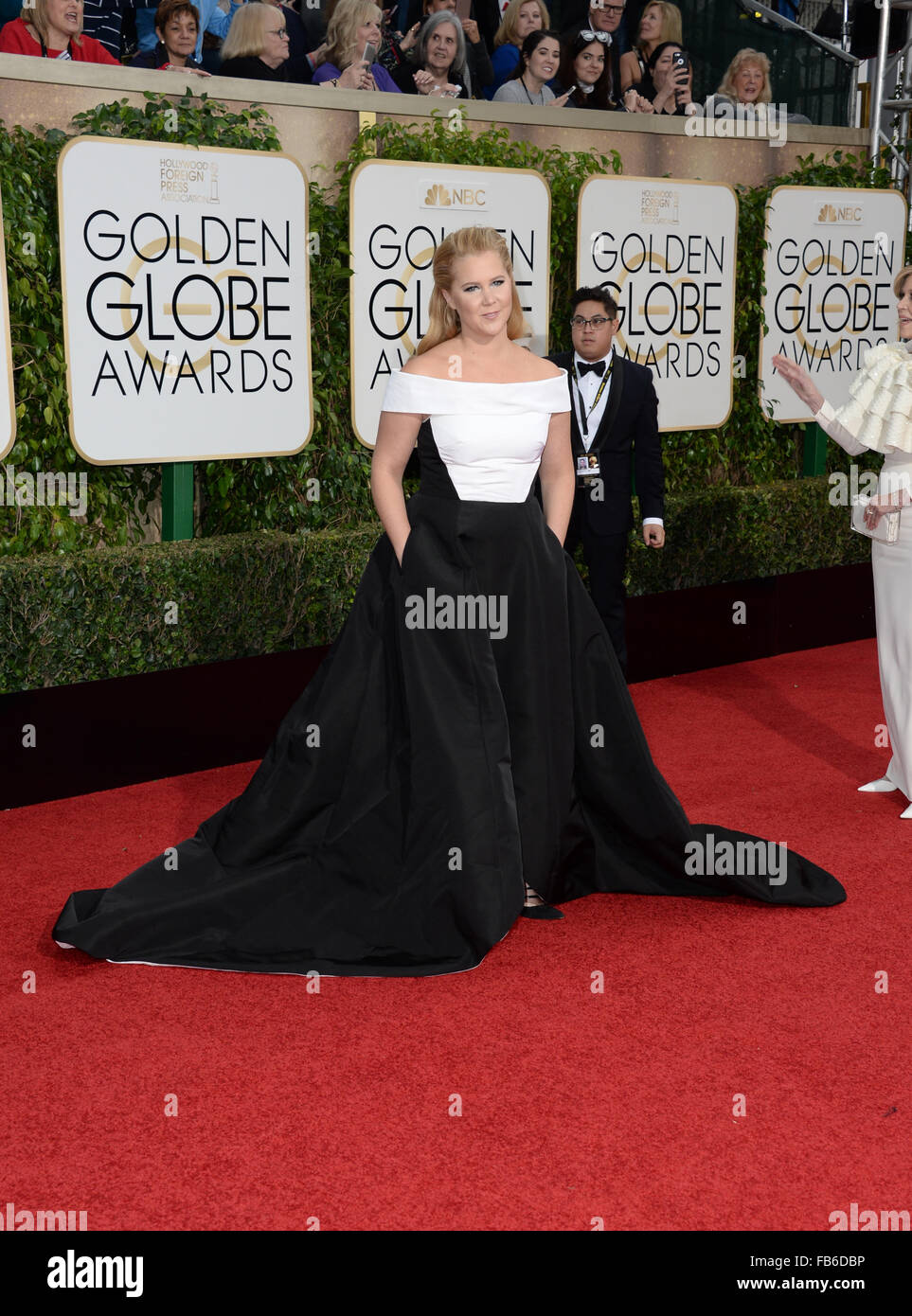 Los Angeles, Californie, USA. 10 janvier, 2016. Amy Schumer arrive au Golden Globes, Los Angeles, CA : Crédit Sydney Alford/Alamy Live News Banque D'Images