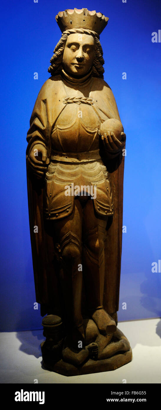 Éric IX de Suède (c.11201160). Roi de Suède. Sculpture en bois. 15e