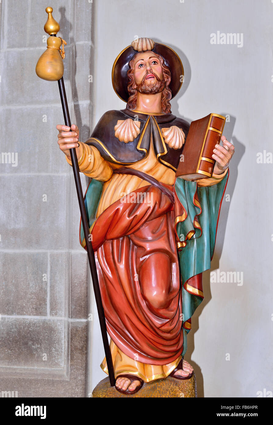 L'Espagne, la Galice : 'Saint apôtre Jacques le Pilgrim' dans la basilique du monastère de Samos Santiago de La Ribera Banque D'Images