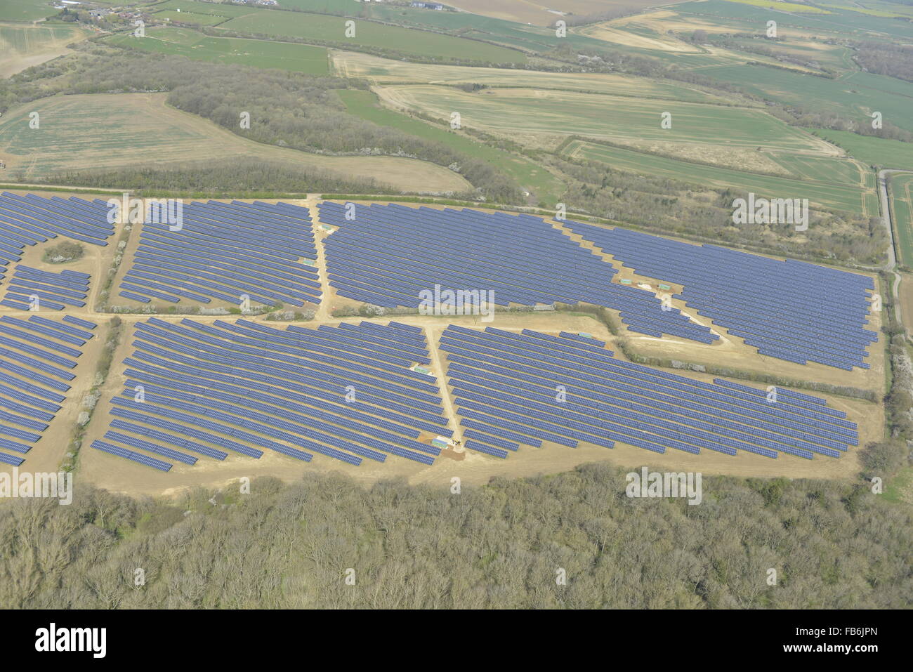 Une vue aérienne d'une ferme solaire dans le Leicestershire Banque D'Images