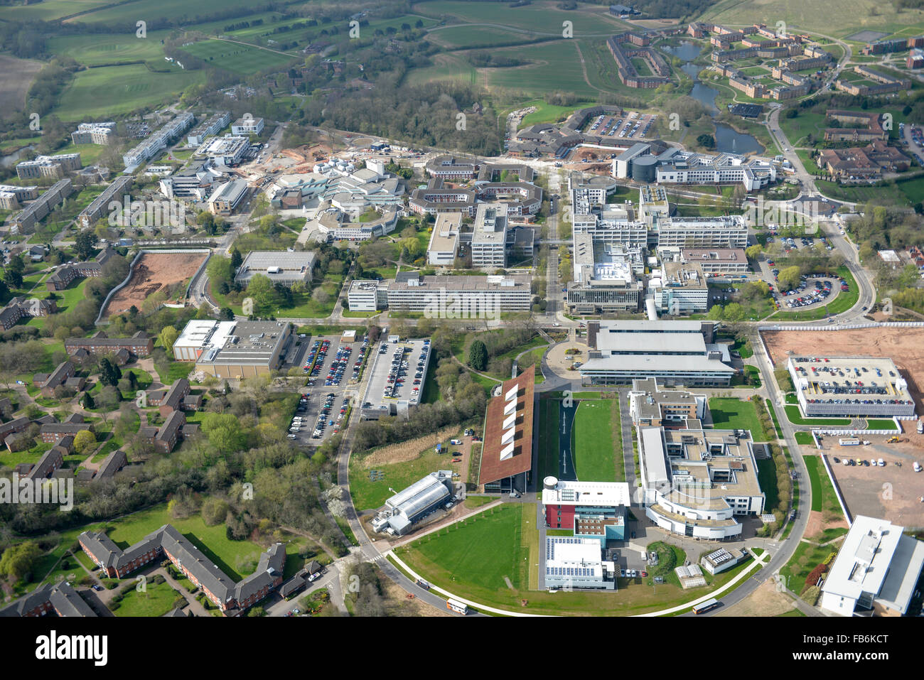 Une vue aérienne du campus de l'Université de Warwick Banque D'Images