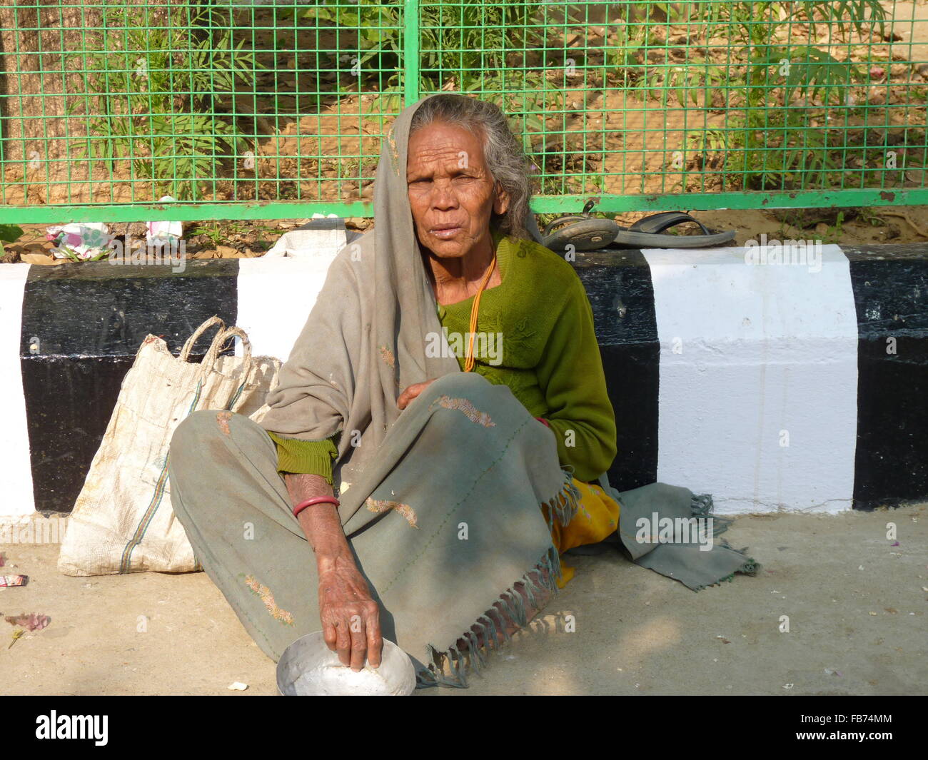 Femme mendiant en Inde Banque D'Images