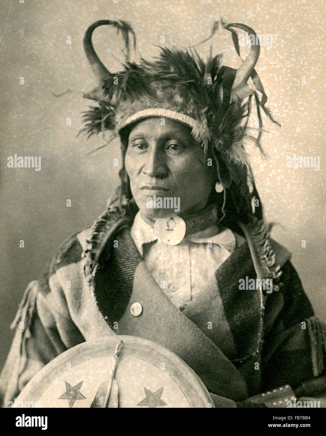 Native American Indian, chef indien Assiniboine, Wetsit Banque D'Images