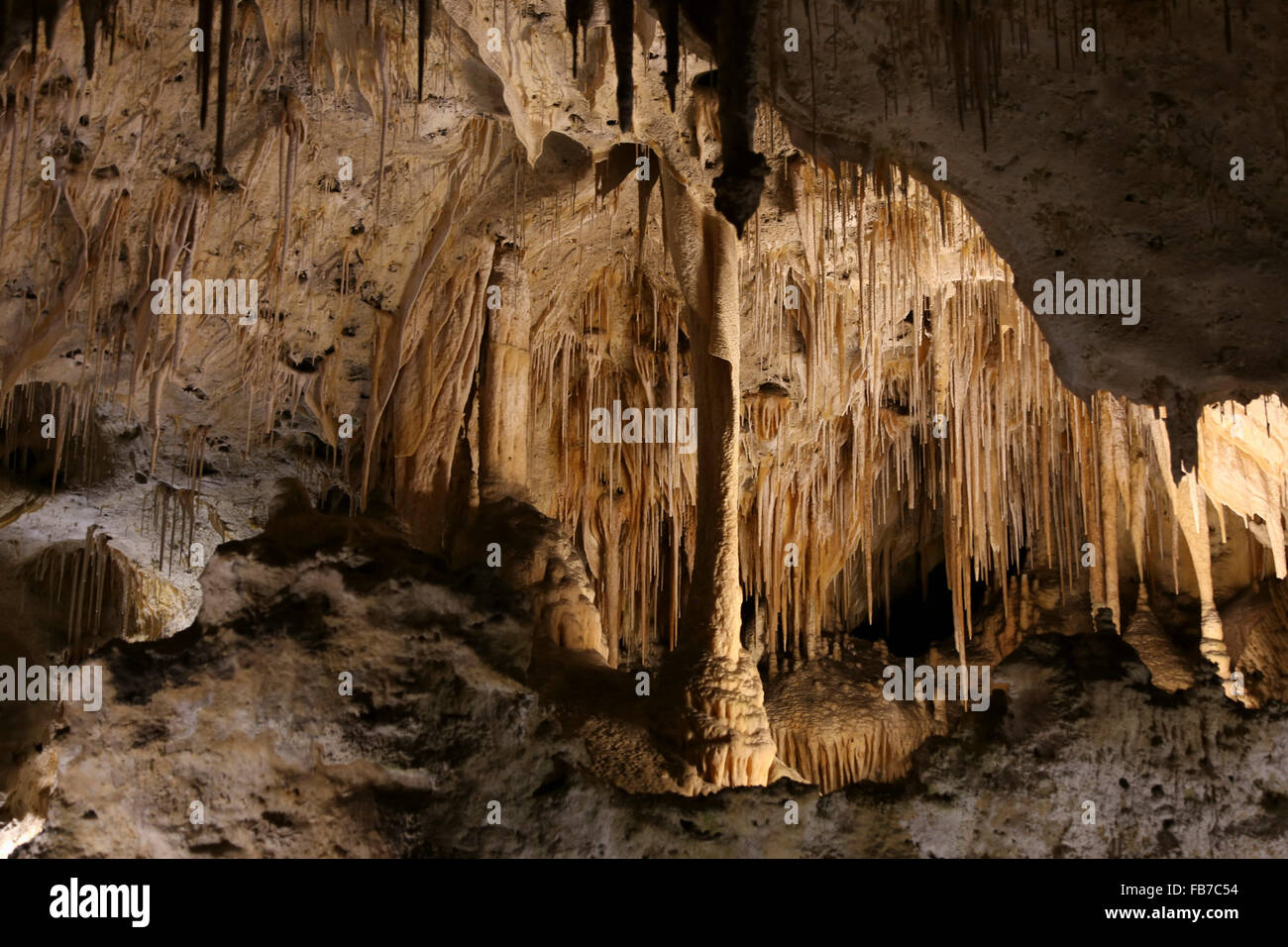 Close-up de stalactites dans cave Banque D'Images