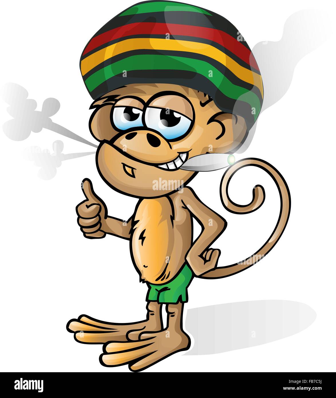 Jamaican monkey cartoon isolé sur fond blanc Illustration de Vecteur