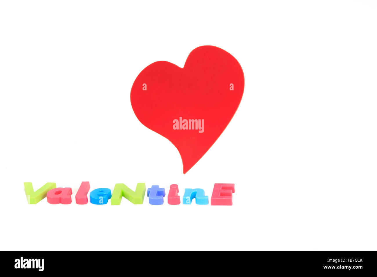 Valentine heart funky avec lettres colorées orthographe valentine Banque D'Images