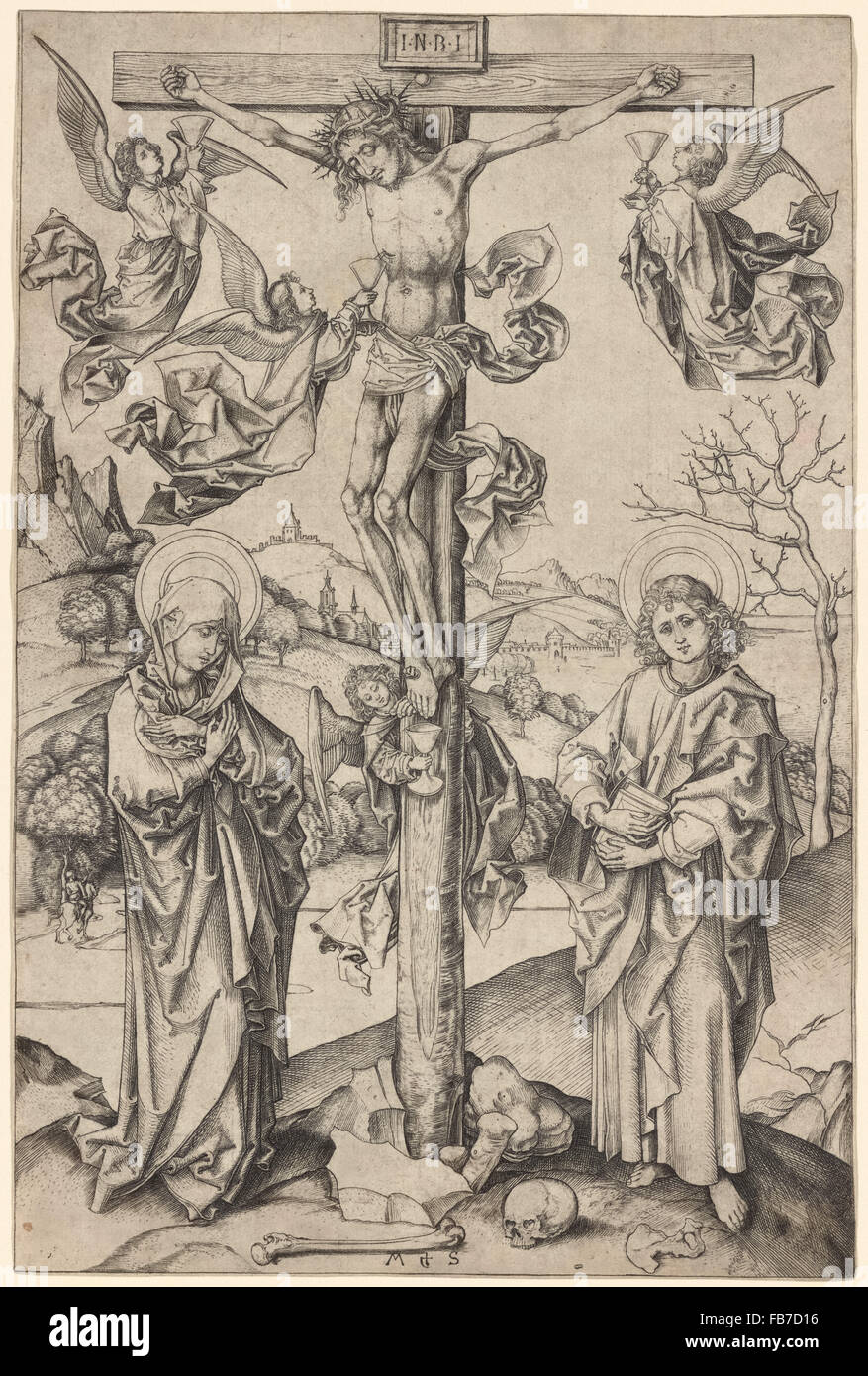 Crucifixion avec quatre anges Banque D'Images