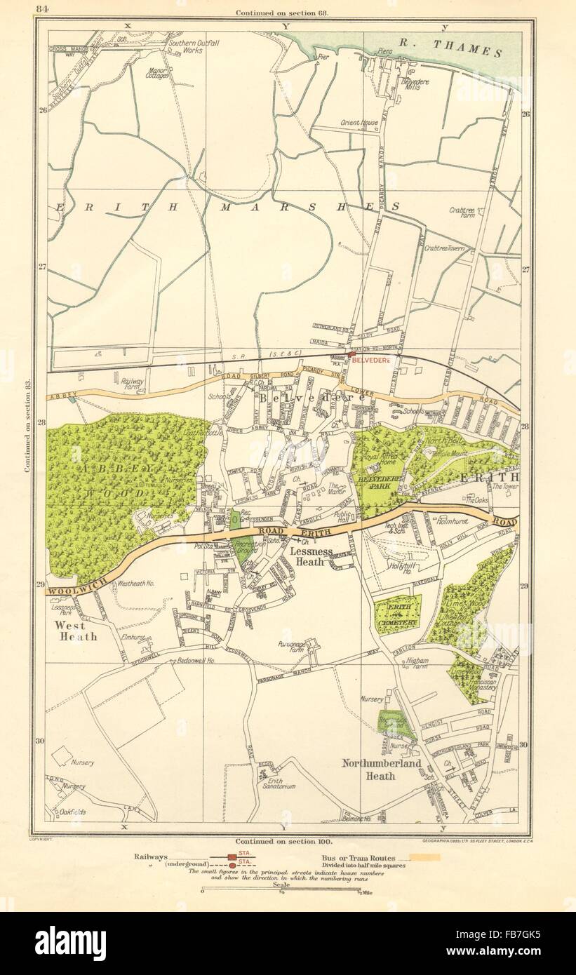 Londres : Belvedere, Erith, ment Heath, Northumberland Heath, 1923 Ancien site Banque D'Images