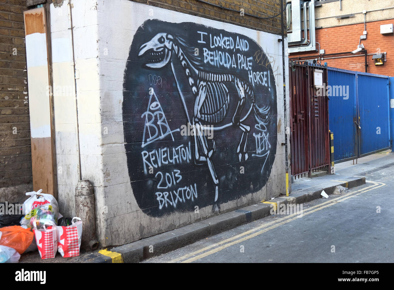 'Voici un cheval pâle' fresque à Brixton Banque D'Images