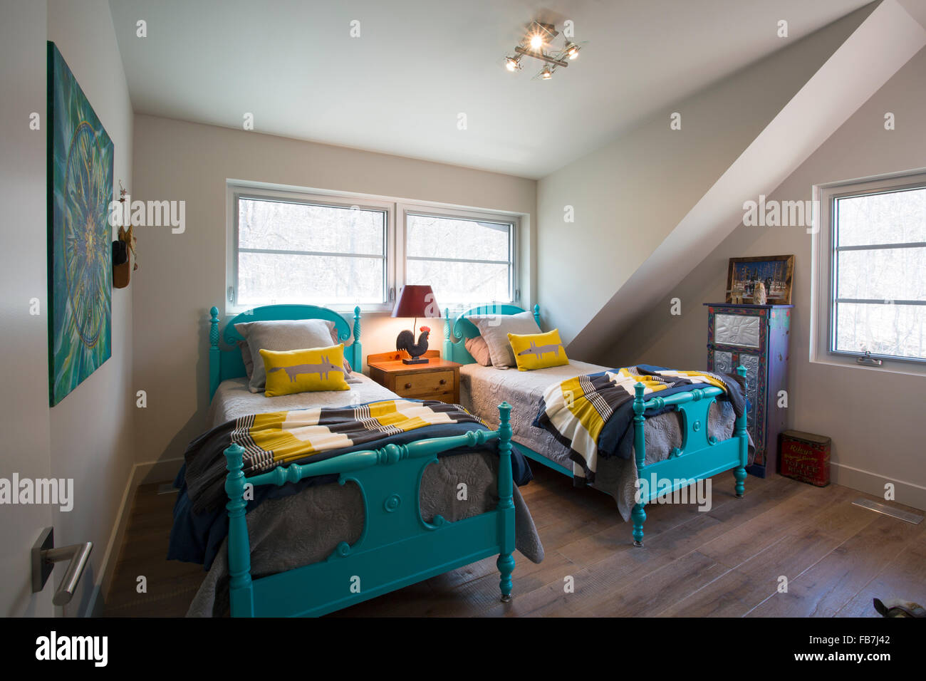 Chambre avec deux lits simples Banque D'Images