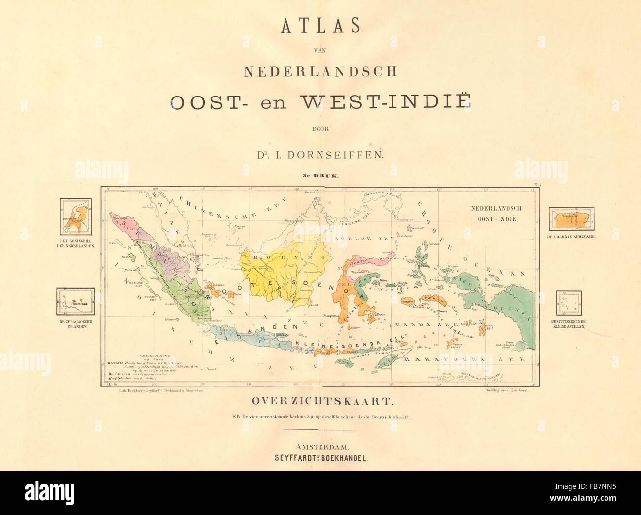 DUTCH EAST INDIES : l'Indonésie. DORNSEIFFEN, 1892 carte antique Banque D'Images