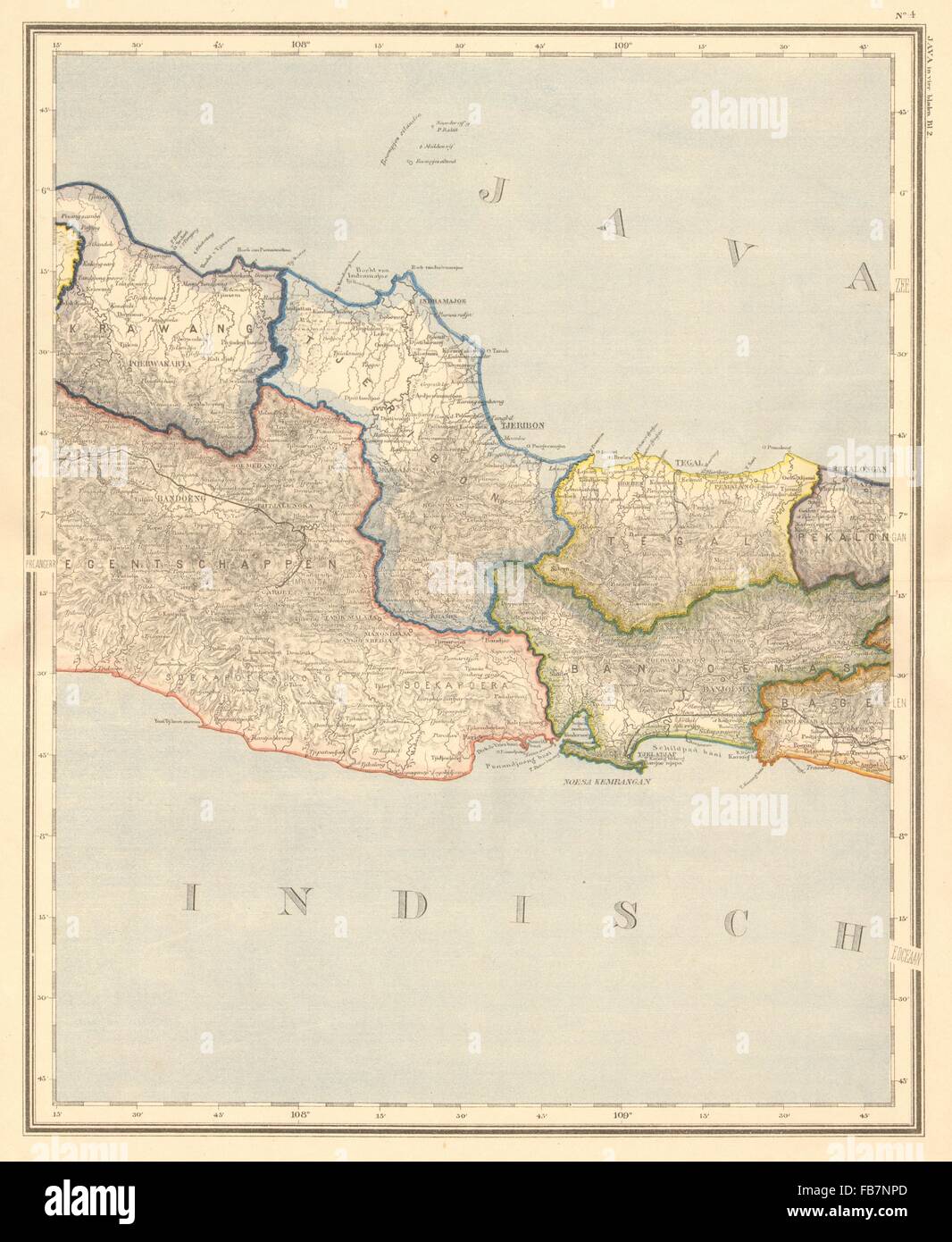 DUTCH EAST INDIES:Indonésie:West Central JAVA. Bandung. DORNSEIFFEN, 1892 map Banque D'Images