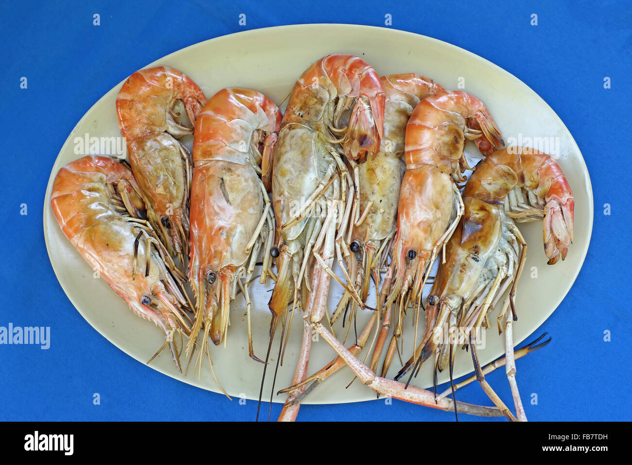 Crevettes grillées, délicieux grillés grande rivière prawn Banque D'Images