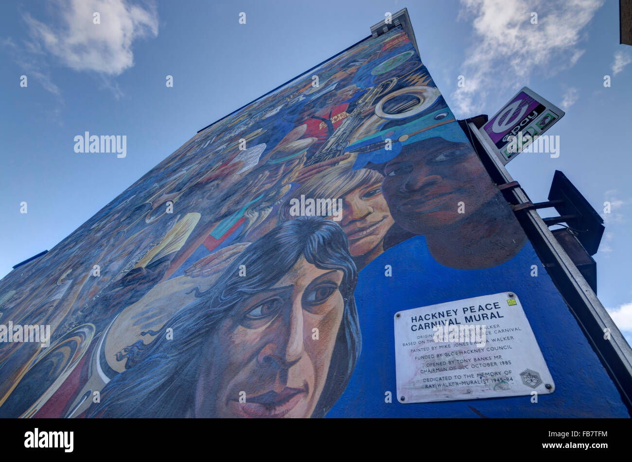 La paix Dalston murale. Art Urbain, fresque urbaine Londres Banque D'Images