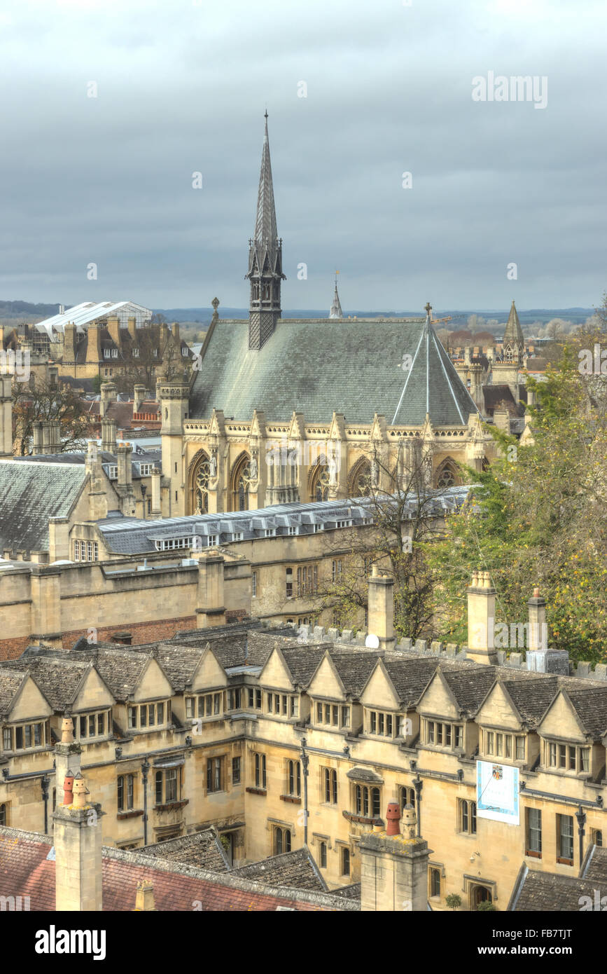 Université d'Oxford. L'Exeter College d'oxford spires Chapelle Banque D'Images