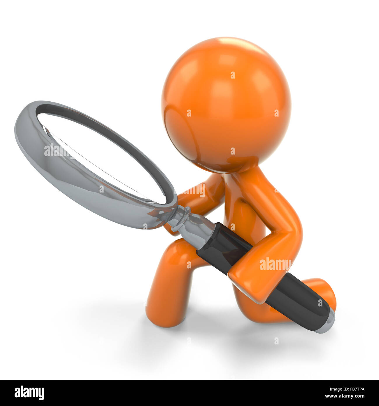Une orange man détective, tenant une loupe, à quelque chose près, comme on  a tendance à voir avec une loupe.ba Photo Stock - Alamy