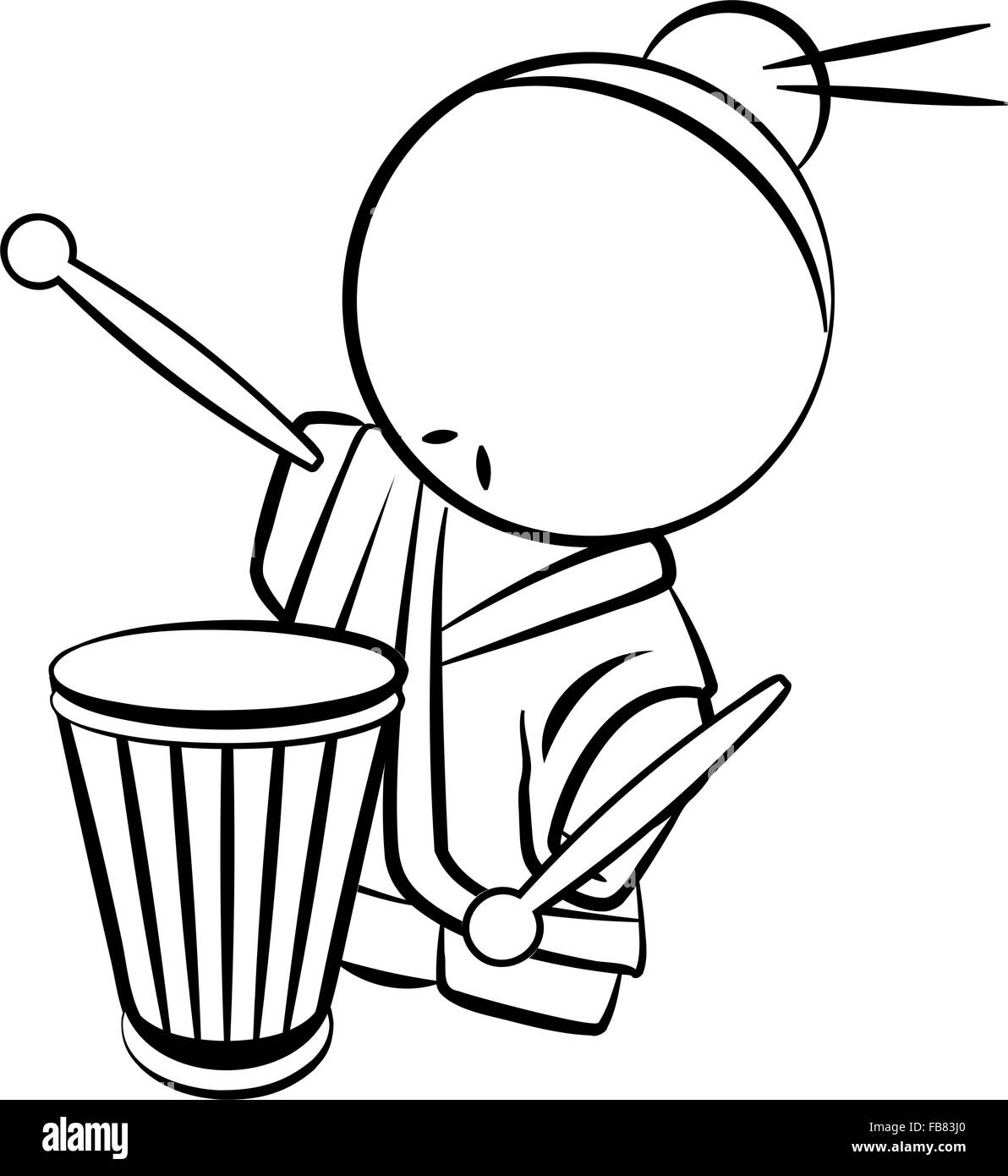 Le dessin des lignes de japonais à jouer de la batterie, la culture traditionnelle concept. Illustration de Vecteur