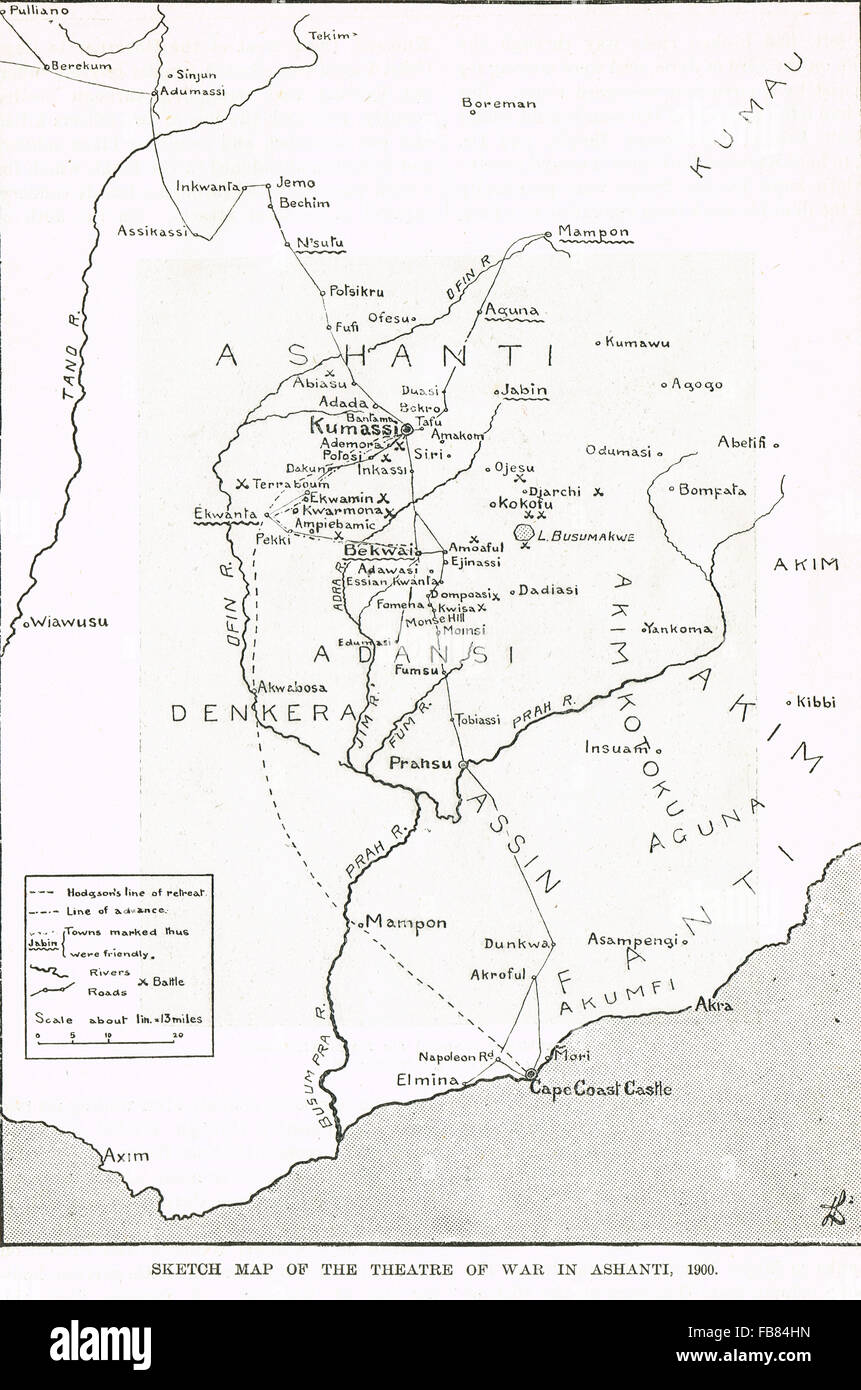 Croquis 5e guerre anglo-Ashanti 1900 Banque D'Images