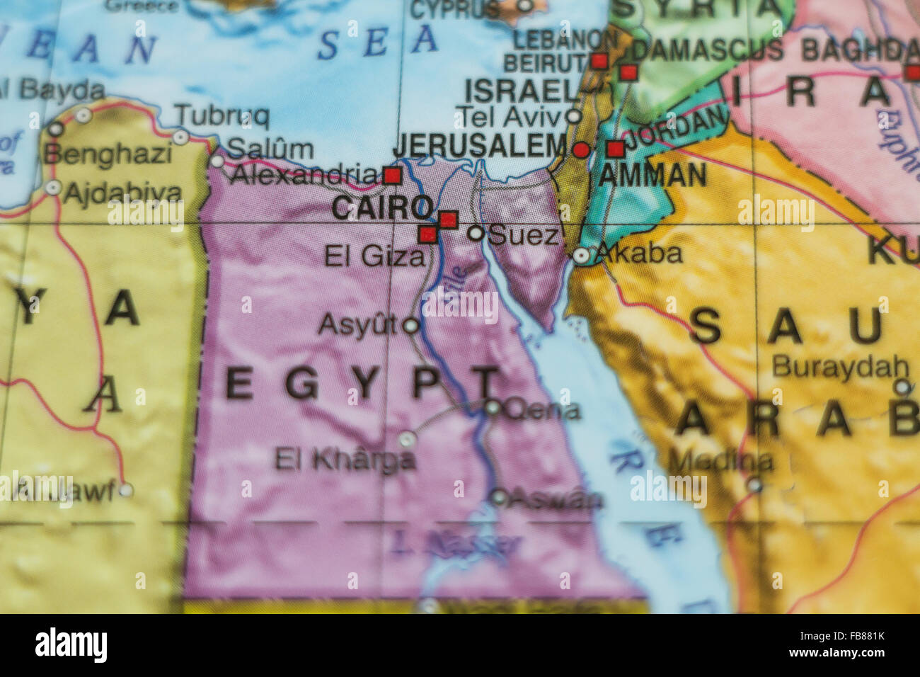 Photo d'un plan de République Arabe d'Égypte et la Capitale Le Caire . Banque D'Images