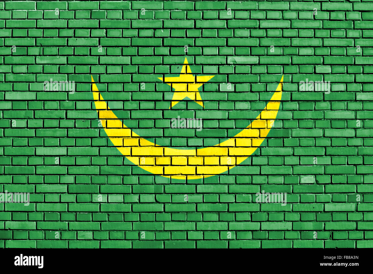 Drapeau de la Mauritanie a peint sur mur de brique Banque D'Images