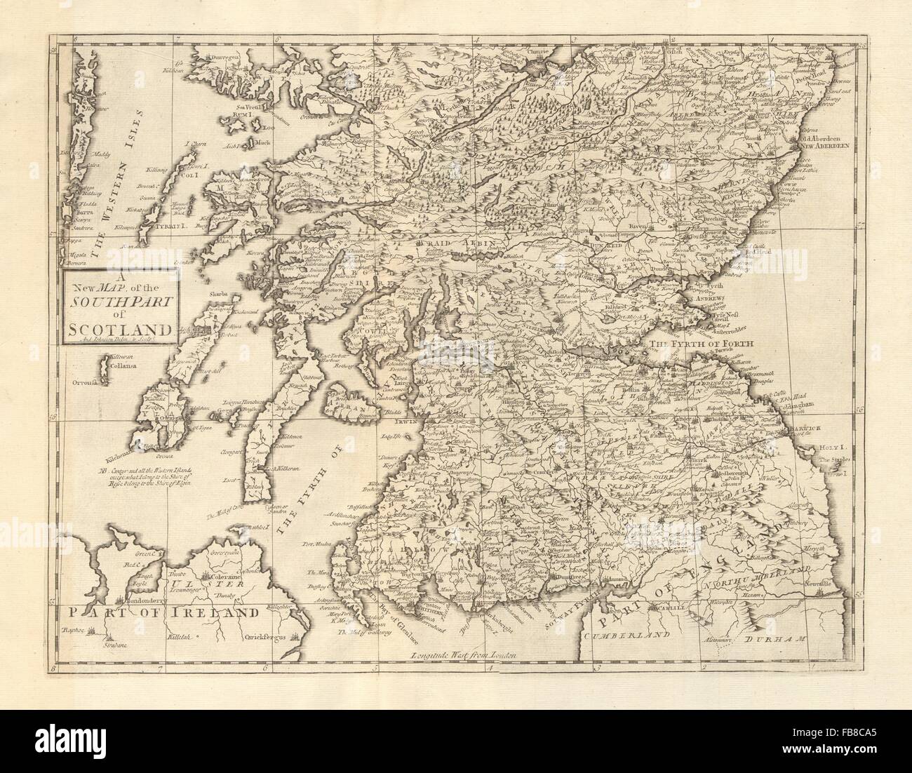 Le sud de l'Ecosse : par Andrew Johnston de Camden's Britannia, 1772 Ancien site Banque D'Images