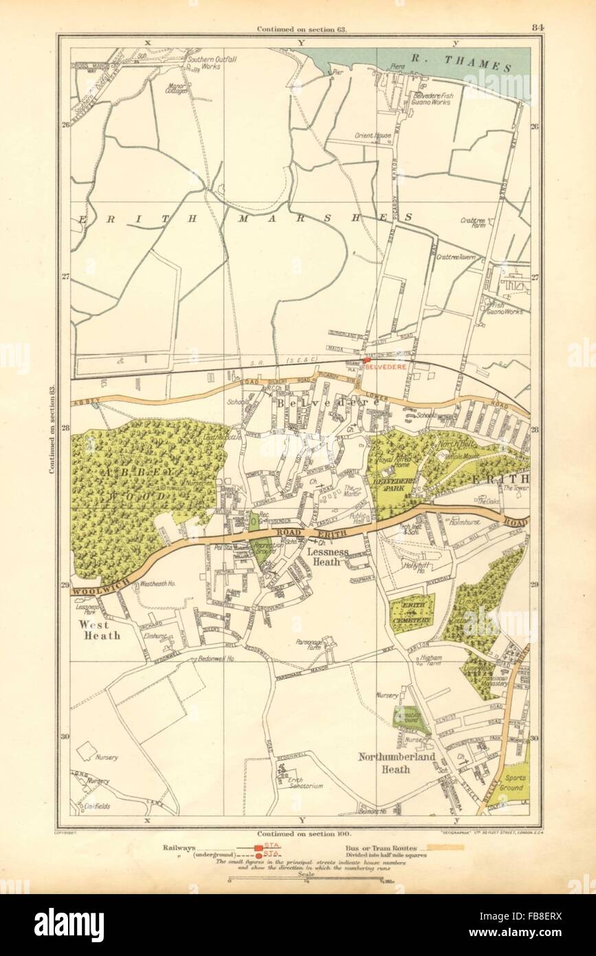 Londres : Belvedere, Erith, ment Heath, Northumberland Heath, 1928 Ancien site Banque D'Images