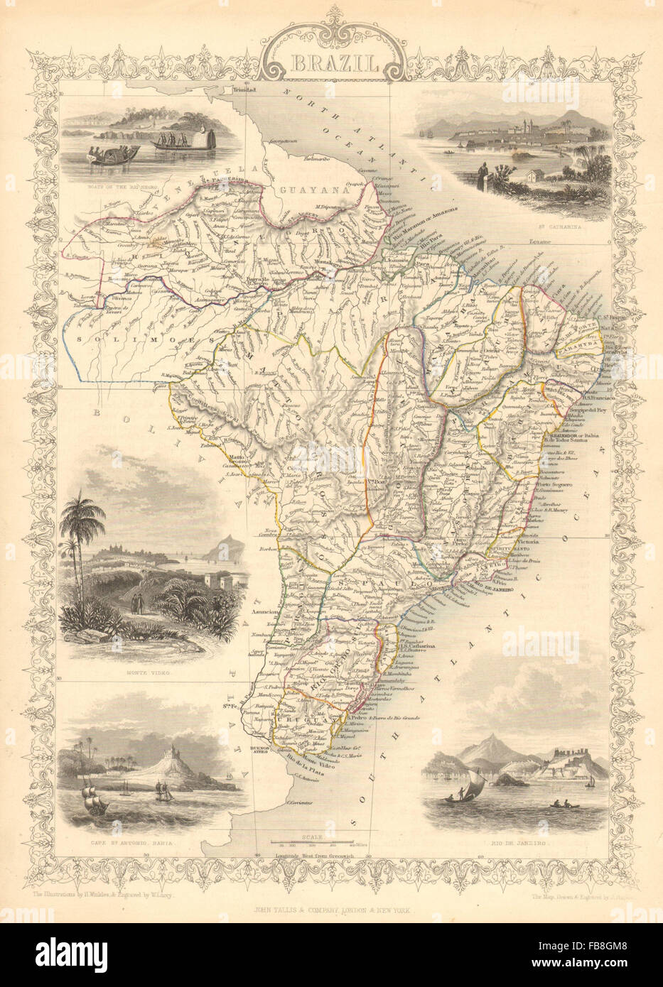 Brésil : l'Uruguay dans le cadre de Brésil. Rio de Janeiro voir TALLIS/RAPKIN, 1851 map Banque D'Images