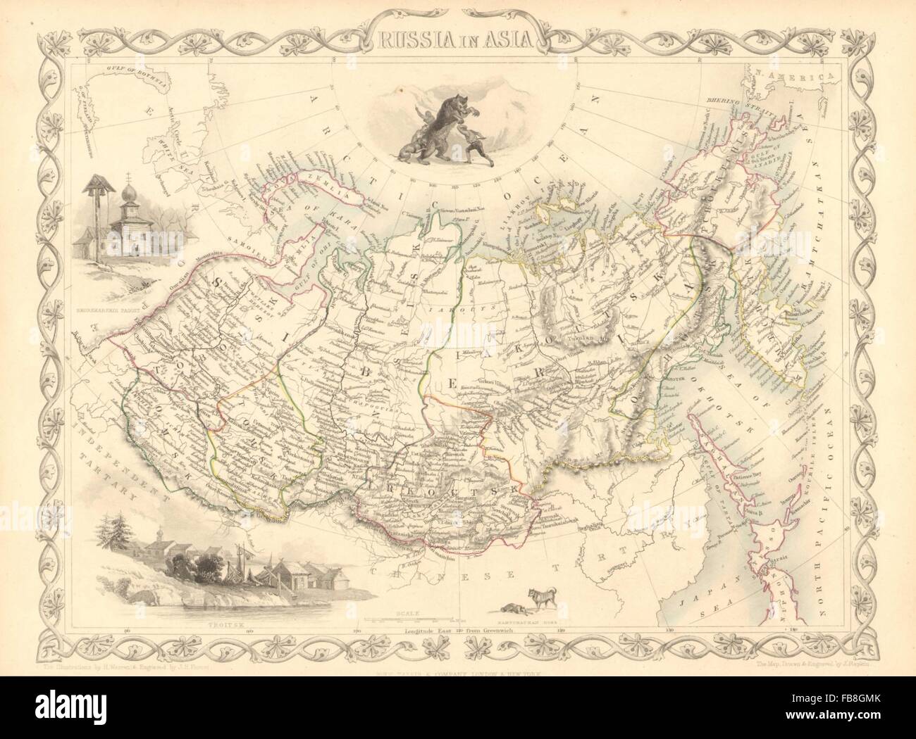La RUSSIE EN ASIE : les districts des régions de l'Oural en Sibérie.Extrême-Orient.TALLIS/RAPKIN, 1851 map Banque D'Images