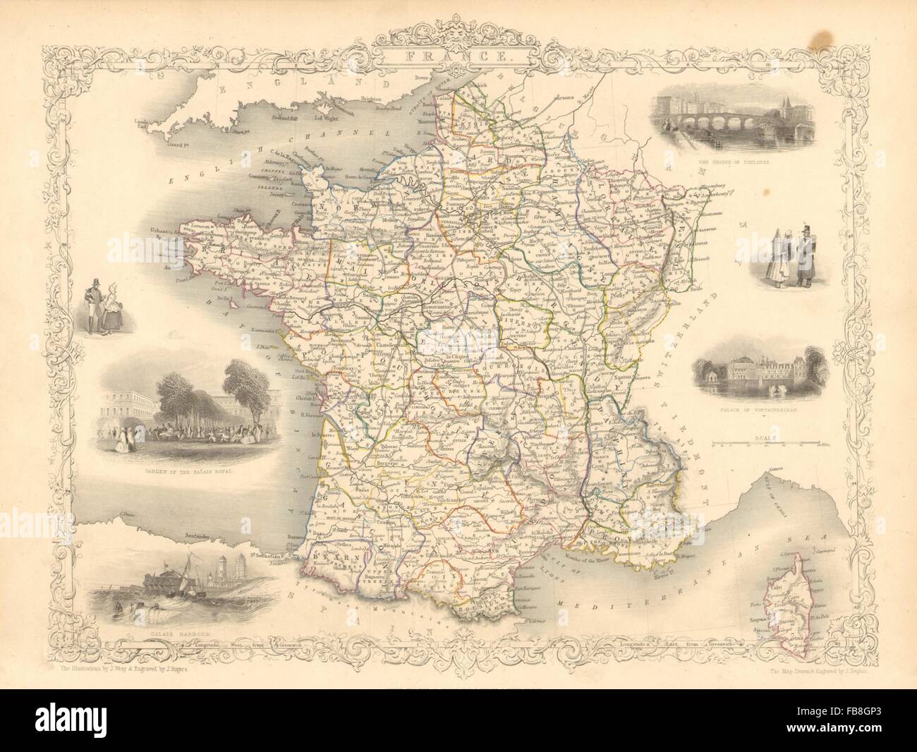 FRANCE : les provinces. Sans Comté de Nice et la Savoie/Savoie. TALLIS/RAPKIN, 1851 map Banque D'Images